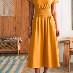 Faherty Mustard Yellow Coast to Coast Midi Sundress